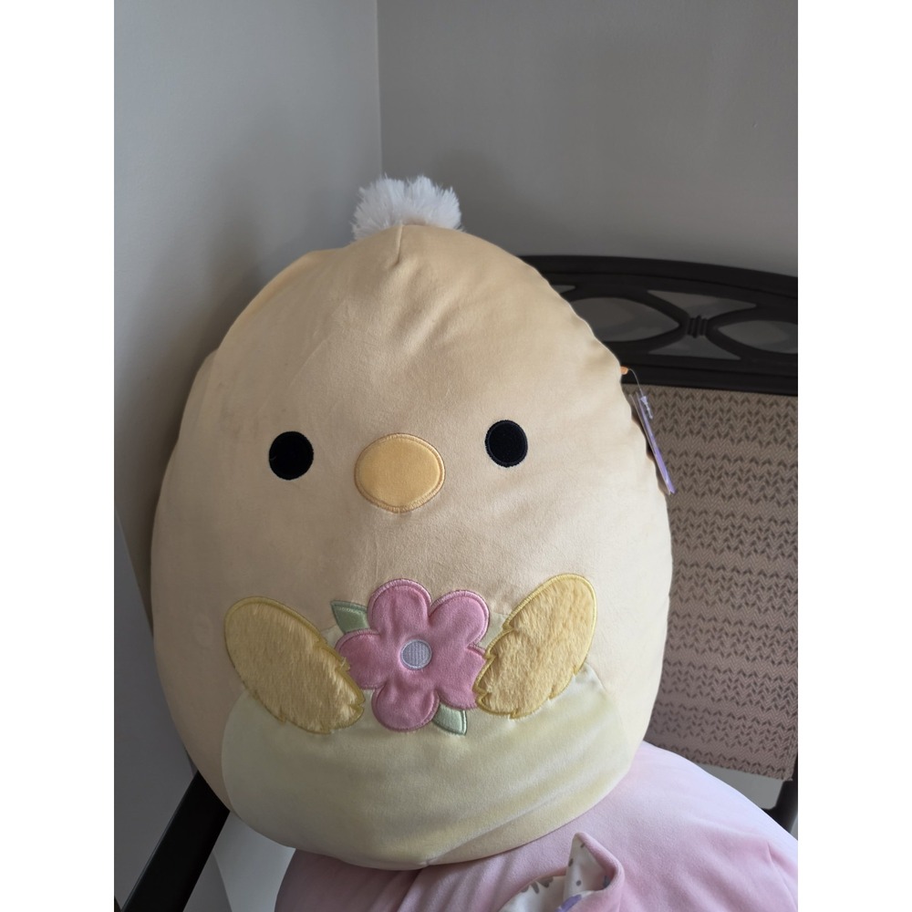 Original Squishmallows Tristan Easter Chick Plush Yellow Egg Flower Stuffed...